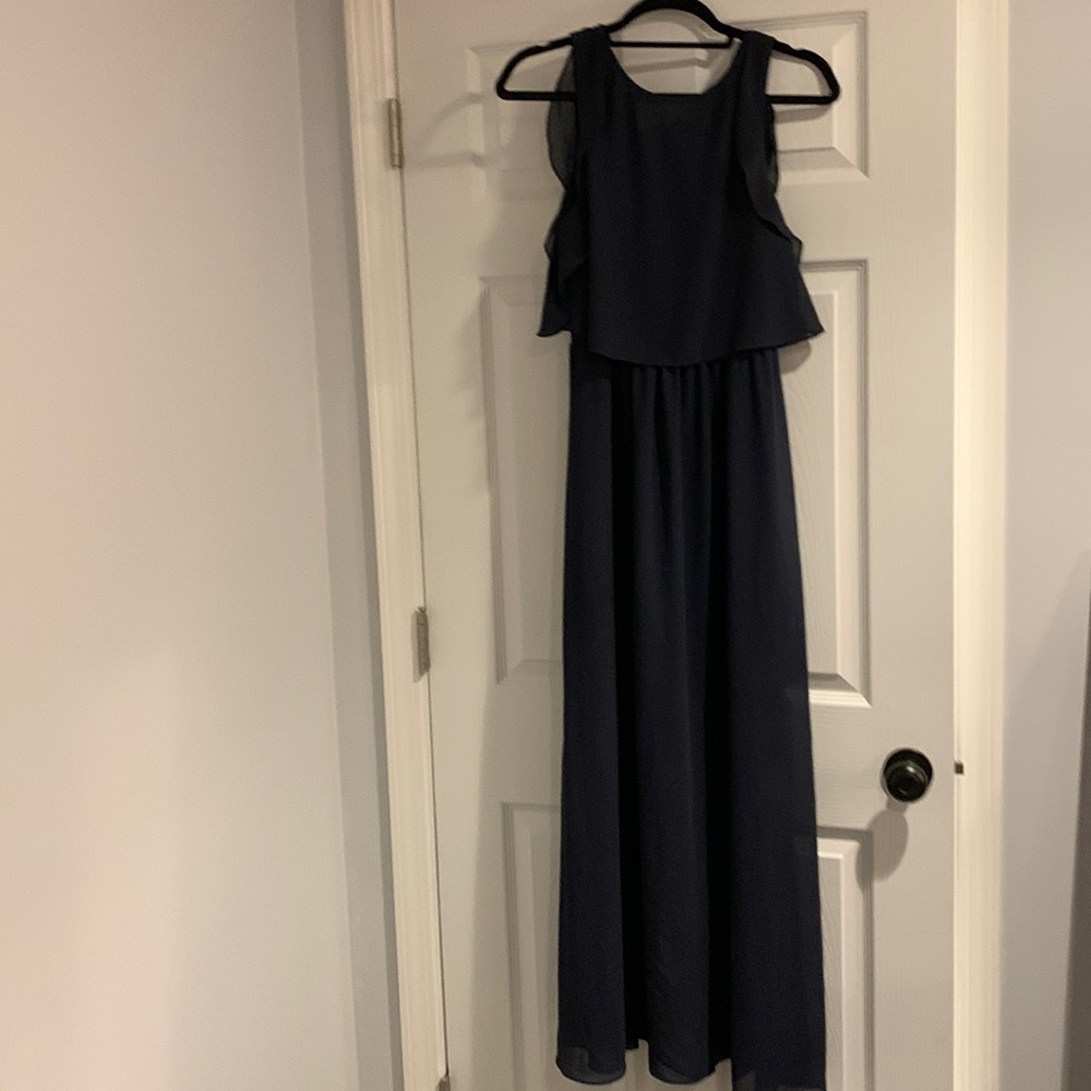 a-line double slit floor length dress